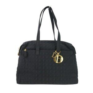 Christian Dior Lady Dior Cannage Quilted Boston Bag Tote Bag Black
